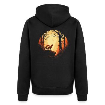 Fox Forest Moon Fable Mythical Fairy Tale - Unisex Premium Organic Zip Hoodie - black - Back - Nico (187cm)