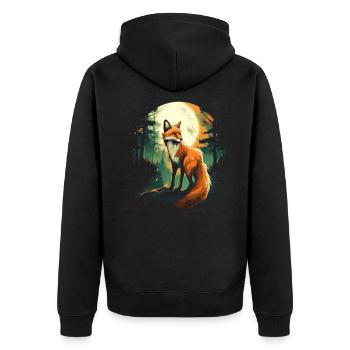 Fox Forest Moon Fable Mythical Fairy Tale - Unisex Premium Organic Zip Hoodie - black - Back - Nico (187cm)