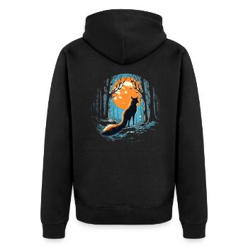 Fox Forest Moon Fable Mythical Fairy Tale - Unisex Premium Organic Zip Hoodie - black - Back - Nico (187cm)