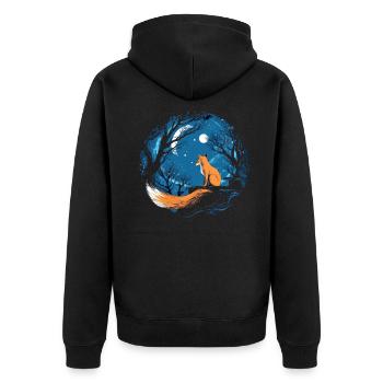 Fox Forest Moon Fable Mythical Fairy Tale - Unisex Premium Organic Zip Hoodie - black - Back - Nico (187cm)