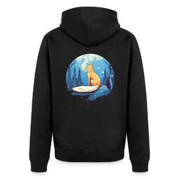 Fox Forest Moon Fable Mythical Fairy Tale - Unisex Premium Organic Zip Hoodie - black - Back - Nico (187cm)