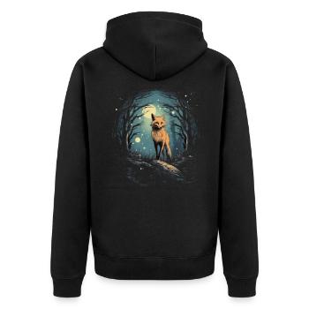 Fox Forest Moon Fable Mythical Fairy Tale - Unisex Premium Organic Zip Hoodie - black - Back - Nico (187cm)