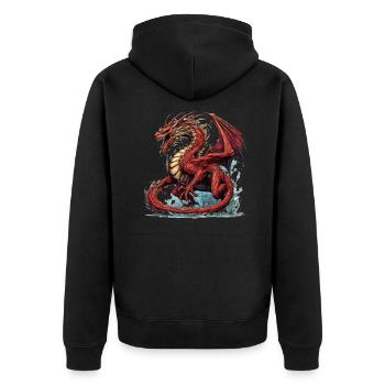 Drache mystisch Lindwurm Monster Ungeheuer Biest - Unisex Premium Bio Zip Hoodie - Schwarz - Hinten - Nico (187cm)