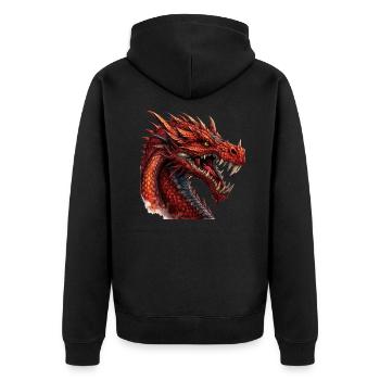 Drache mystisch Lindwurm Monster Ungeheuer Biest - Unisex Premium Bio Zip Hoodie - Schwarz - Hinten - Nico (187cm)