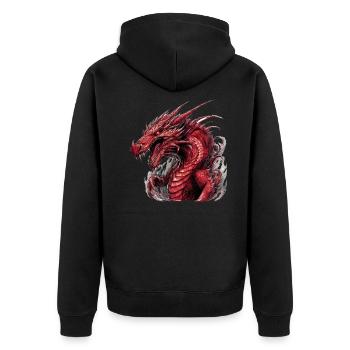 Drache mystisch Lindwurm Monster Ungeheuer Biest - Unisex Premium Bio Zip Hoodie - Schwarz - Hinten - Nico (187cm)