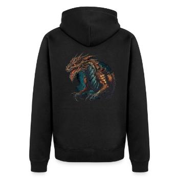 Drache mystisch Lindwurm Monster Ungeheuer Biest - Unisex Premium Bio Zip Hoodie - Schwarz - Hinten - Nico (187cm)