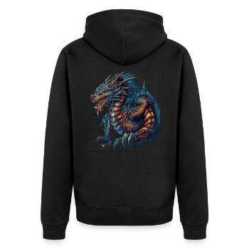 Drache mystisch Lindwurm Monster Ungeheuer Biest - Unisex Premium Bio Zip Hoodie - Schwarz - Hinten - Nico (187cm)