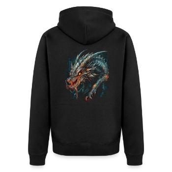 Drache mystisch Lindwurm Monster Ungeheuer Biest - Unisex Premium Bio Zip Hoodie - Schwarz - Hinten - Nico (187cm)