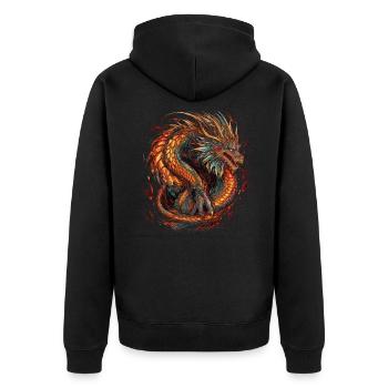 Drache mystisch Lindwurm Monster Ungeheuer Biest - Unisex Premium Bio Zip Hoodie - Schwarz - Hinten - Nico (187cm)