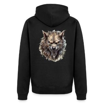 Dog Wolf Werewolf Cerberus Hellhound myth - Unisex Premium Organic Zip Hoodie - black - Back - Nico (187cm)