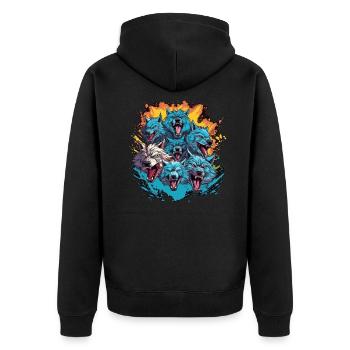 Dog Wolf Werewolf Cerberus Hellhound myth - Unisex Premium Organic Zip Hoodie - black - Back - Nico (187cm)