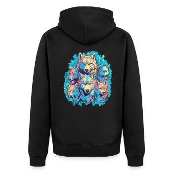 Dog Wolf Werewolf Cerberus Hellhound myth - Unisex Premium Organic Zip Hoodie - black - Back - Nico (187cm)