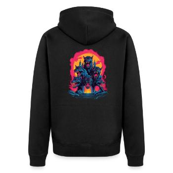 Dog Wolf Werewolf Cerberus Hellhound myth - Unisex Premium Organic Zip Hoodie - black - Back - Nico (187cm)