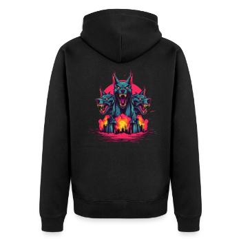 Dog Wolf Werewolf Cerberus Hellhound myth - Unisex Premium Organic Zip Hoodie - black - Back - Nico (187cm)