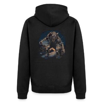 Dog Wolf Werewolf Cerberus Hellhound myth - Unisex Premium Organic Zip Hoodie - black - Back - Nico (187cm)