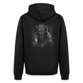 Chien, loup-garou, Cerberus, mythe mythique de - Veste à capuche bio Premium Unisexe - noir - Dos - Nico (187cm)