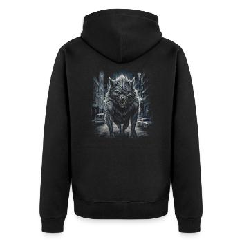 Chien, loup, loup-garou, cerbère, mythe de - Veste à capuche bio Premium Unisexe - noir - Dos - Nico (187cm)