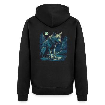 Chien, loup, loup-garou, cerbère, mythe de - Veste à capuche bio Premium Unisexe - noir - Dos - Nico (187cm)