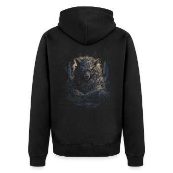 Dog Wolf Werewolf Cerberus Hellhound myth - Unisex Premium Organic Zip Hoodie - black - Back - Nico (187cm)