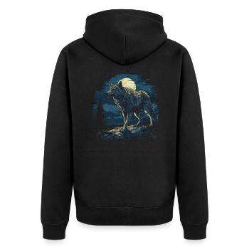Dog Wolf Werewolf Cerberus Hell Myth Mythical - Unisex Premium Organic Zip Hoodie - black - Back - Nico (187cm)