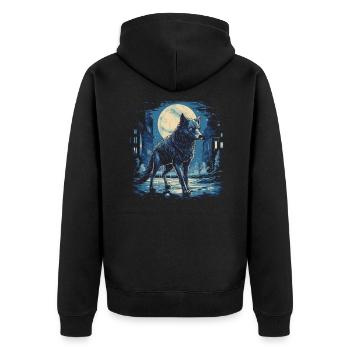 Chien, loup, loup-garou, cerbère, mythe de - Veste à capuche bio Premium Unisexe - noir - Dos - Nico (187cm)