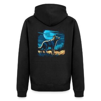 Dog Wolf Werewolf Cerberus Hellhound myth - Unisex Premium Organic Zip Hoodie - black - Back - Nico (187cm)