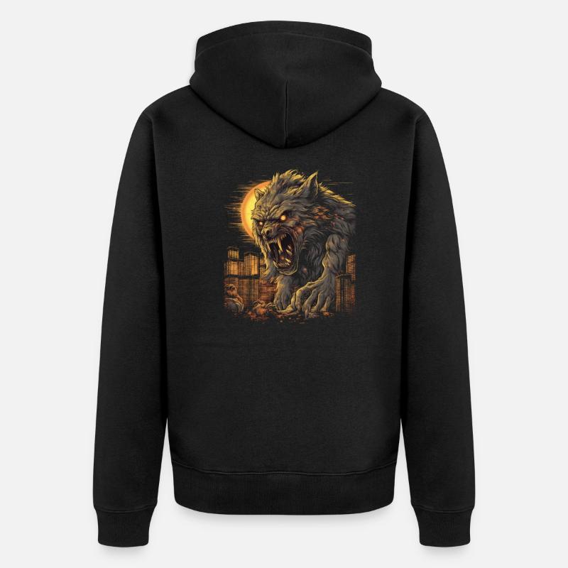 Mythe du chien-loup-garou, Cerberus, Hellhound - Veste à capuche bio Premium Unisexe - noir