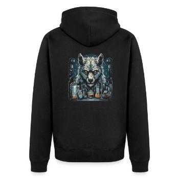 Dog Wolf Werewolf Cerberus Hellhound myth - Unisex Premium Organic Zip Hoodie - black - Back - Nico (187cm)
