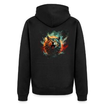 Dog Wolf Werewolf Cerberus Hellhound myth - Unisex Premium Organic Zip Hoodie - black - Back - Nico (187cm)