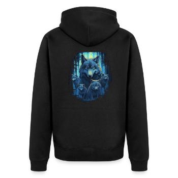 Hund Wolf Werwolf Cerberus Höllenhund mythos - Unisex Premium Bio Zip Hoodie - Schwarz - Hinten - Nico (187cm)