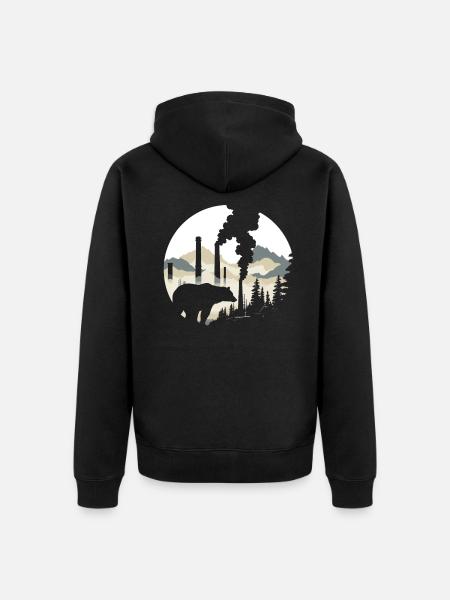 Bear Nature Environment Environmental Protection - Unisex Premium Organic Zip Hoodie - black