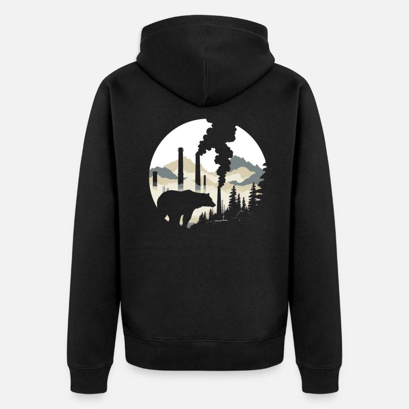 Ours, nature, environnement, protection de - Veste à capuche bio Premium Unisexe - noir