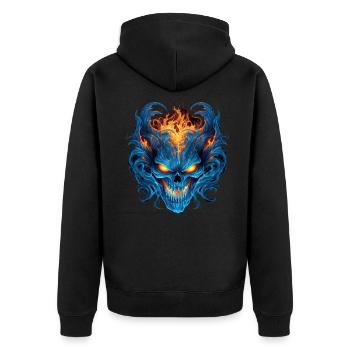 Monster Ungeheuer Dämon Teufel Vampir Guhl Zombie - Unisex Premium Bio Zip Hoodie - Schwarz - Hinten - Nico (187cm)