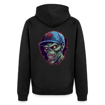 Monster Ungeheuer Dämon Teufel Vampir Guhl Zombie - Unisex Premium Bio Zip Hoodie - Schwarz - Hinten - Nico (187cm)