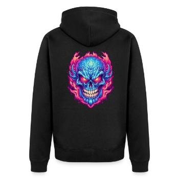 Monster Ungeheuer Dämon Teufel Vampir Guhl Zombie - Unisex Premium Bio Zip Hoodie - Schwarz - Hinten - Nico (187cm)
