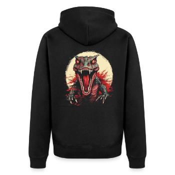 Dinosaurier Dino Fossil Carnivor Herbivor T-Rex - Unisex Premium Bio Zip Hoodie - Schwarz - Hinten - Nico (187cm)