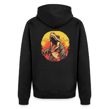 Dinosaurier Dino Fossil Carnivor Herbivor T-Rex - Unisex Premium Bio Zip Hoodie - Schwarz - Hinten - Nico (187cm)