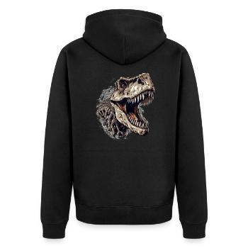 Dinosaurier Dino Fossil Carnivor Herbivor T-Rex - Unisex Premium Bio Zip Hoodie - Schwarz - Hinten - Nico (187cm)