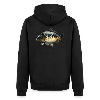 Karpfen - Unisex Premium Bio Zip Hoodie - Schwarz - Hinten - Nico (187cm)