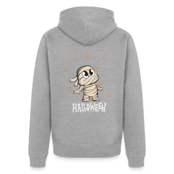 Halloween Mumie - Unisex Premium Bio Zip Hoodie - Grau meliert - Hinten - Nico (187cm)