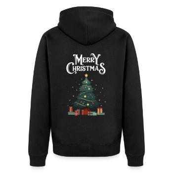 Merry Christmas - Unisex Premium Bio Zip Hoodie - Schwarz - Hinten - Nico (187cm)