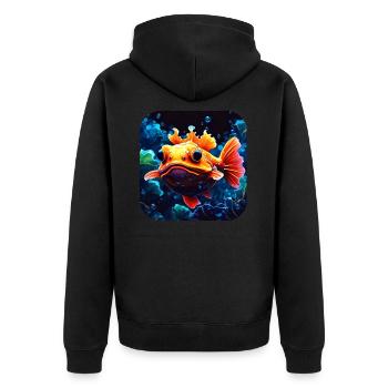 Drôle de poisson - Veste à capuche bio Premium Unisexe - noir - Dos - Nico (187cm)