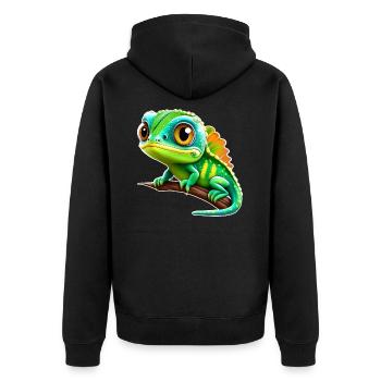 Cuter. Little Iguana - Unisex Premium Organic Zip Hoodie - black - Back - Nico (187cm)