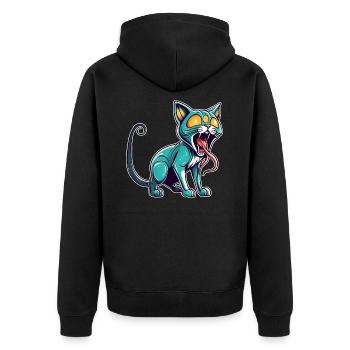 Chat extraterrestre cool avec trois yeux - Veste à capuche bio Premium Unisexe - noir - Dos - Nico (187cm)