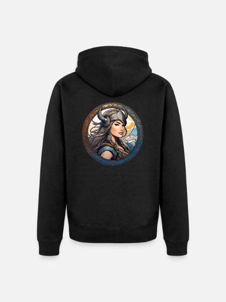 Proud Viking Germanin Shieldmaiden - Unisex Premium Organic Zip Hoodie - black