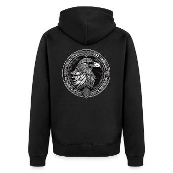 Wikinger Rabe - Unisex Premium Bio Zip Hoodie - Schwarz - Hinten - Nico (187cm)