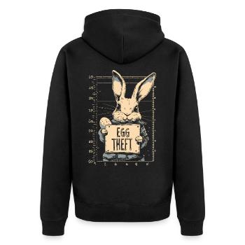 Hase Eierdieb Osterhase Mugshot Polizeifoto Ostern - Unisex Premium Bio Zip Hoodie - Schwarz - Hinten - Nico (187cm)