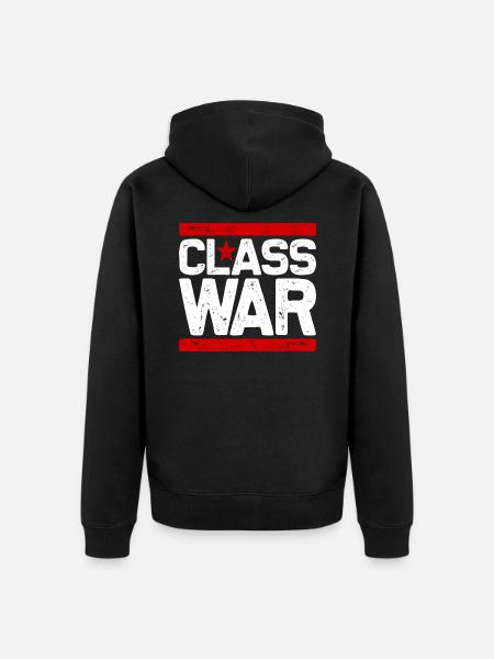 CLASS WAR (white) - Unisex Premium Organic Zip Hoodie - black