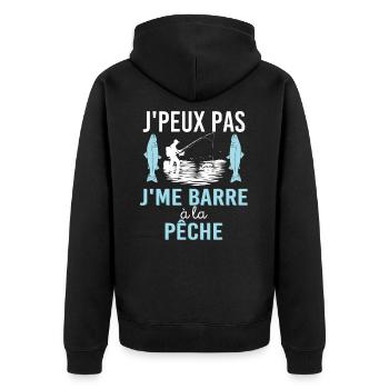 Pêcheur Humour Je Peux Pas Je Me Barre A La Pêche - Veste à capuche bio Premium Unisexe - noir - Dos - Nico (187cm)