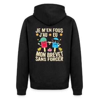 I don't care, I got my certificate without forcing 2024 - Unisex Premium Organic Zip Hoodie - black - Back - Nico (187cm)
